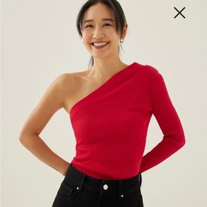 Love, Bonito - Red Asymmetrical Long Sleeve Top Size Small